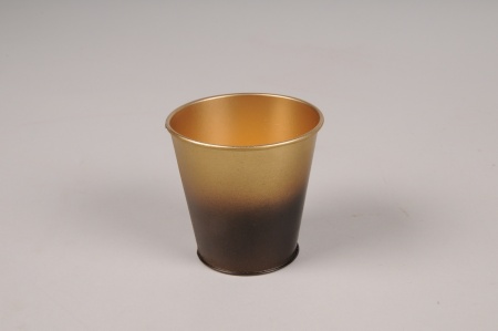 Cache-pot en métal or noir D10cm H10cm