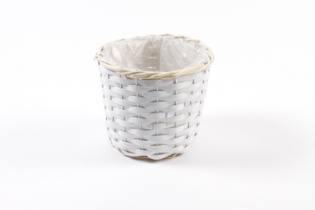 Cache-pot en osier blanc D15cm H13cm