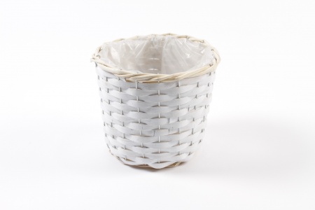Cache-pot en osier blanc D18cm H15cm