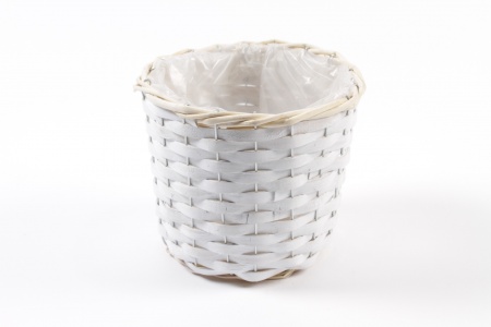 Cache-pot en osier blanc D20cm H17cm