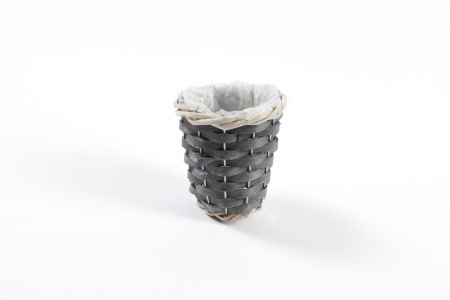 Cache-pot en osier gris foncé D10cm H10cm