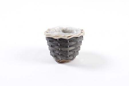 Cache-pot en osier gris foncé D11cm H8cm