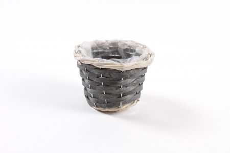 Cache-pot en osier gris foncé D13cm H9cm