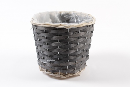 Cache-pot en osier gris foncé D20cm H17cm