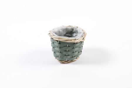Cache-pot en osier vert D11cm H8cm