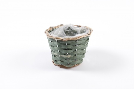 Cache-pot en osier vert D13cm H9cm