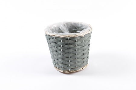 Cache-pot en osier vert D15cm H13cm