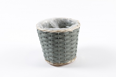 Cache-pot en osier vert D18cm H15cm