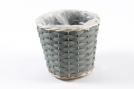 Cache-pot en osier vert D20cm H17cm