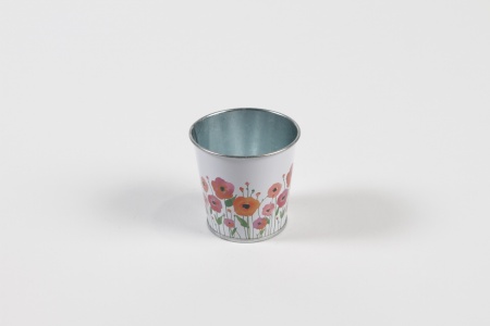 Cache-pot en zinc blanc pavot D6,5cm H6cm