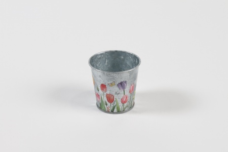 Cache-pot en zinc tulipe D6,5cm H6cm