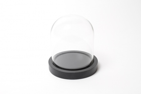 Cloche en verre avec plateau noir D10cm H13cm