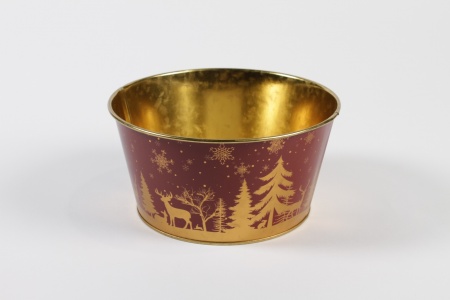 Coupe en zinc bordeaux or Noël D19,5 cm H10 cm