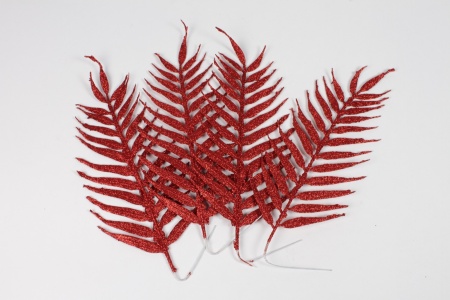 Feuille de palmier en plastique rouge H30cm