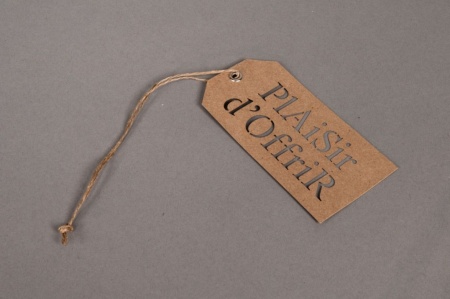 Paquet de 20 étiquettes kraft Plaisir d\'offrir 5,5X11cm