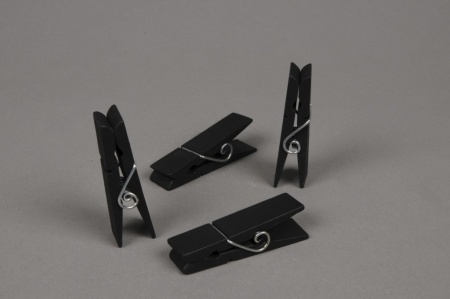 Paquet de 4 pinces en bois noir 7cm