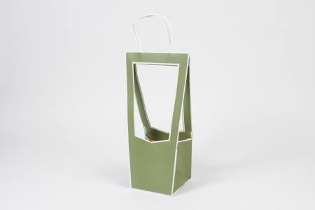 Paquet de 5 sacs porte-bouquet vert kaki 12x12cm H35cm