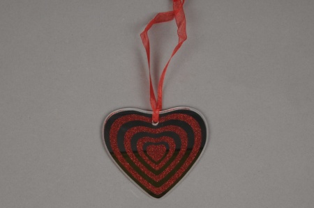 Paquet de 6 coeurs en verre D9cm