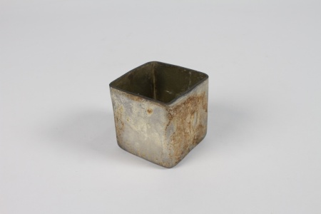 Photophore carré en verre antique or 7.3x7.3cm H7cm