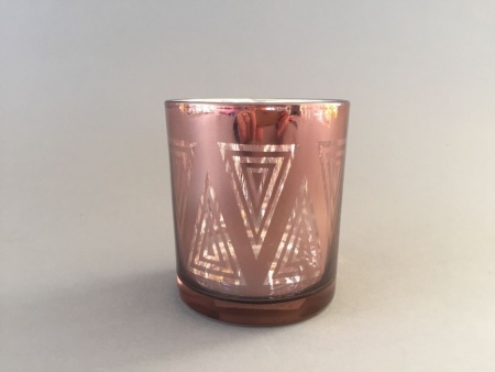Photophore en verre cuivre D8cm H9cm