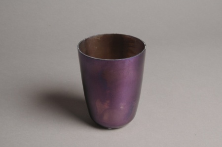 Photophore en verre violet D9cm H12cm
