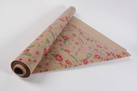 Rouleau de papier kraft motif fleur 80cmx40m
