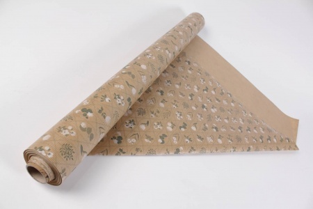 Rouleau de papier kraft motif fleurs blanches 80cmx40m