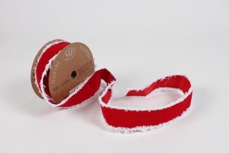 Ruban Noël tissu rouge et blanc 40mm x 10m