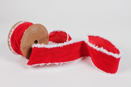 Ruban Noël tissu rouge et blanc 63mm x 10m