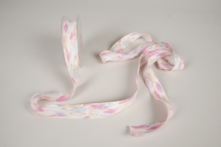Ruban tissu aquarelle rose 25mm x 15m