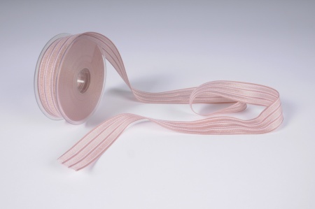 Ruban tissu strié rose beige 25mm x 15m
