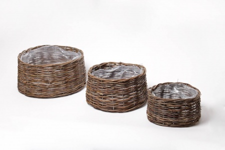 Set de 3 coupes en osier marron