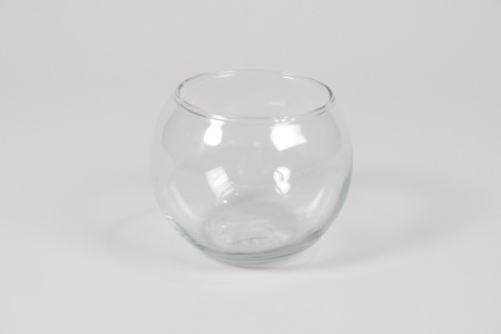 Vase boule en verre transparent D10.5cm H10cm