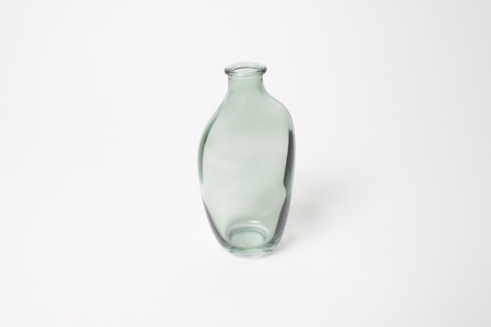 Vase bouteille en verre vert D7cm H15cm