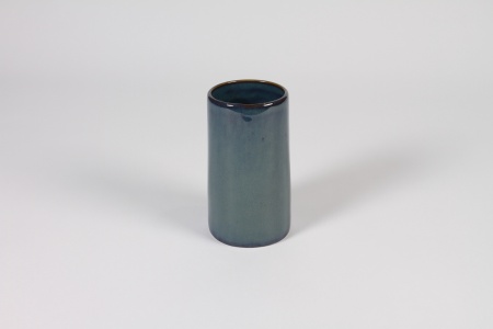 Vase en céramique bleu foncé D7.8cm H13.5cm