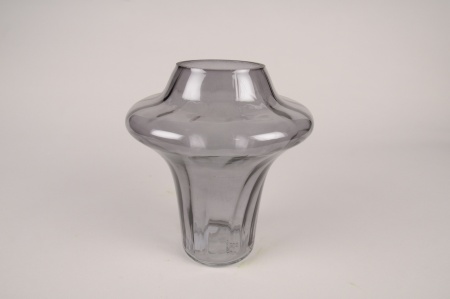 Vase en verre gris D18cm H20.5cm